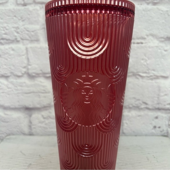 Starbucks Dusty Rose Pink Shimmer Shell Mermaid Scales Cold Cup Tumbler 24 oz - Picture 10 of 15